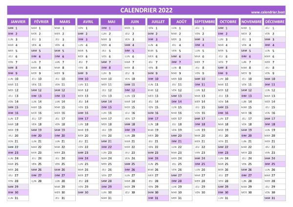 calendrier 2022 vierge