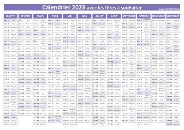 Calendrier 2023 à Imprimer