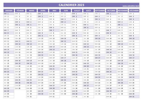 calendrier 2023 vierge