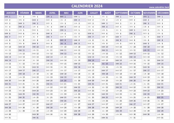 calendrier 2024 vierge