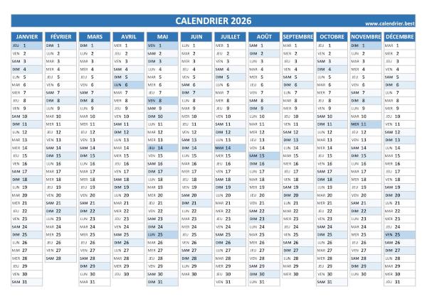 calendrier 2026 vierge