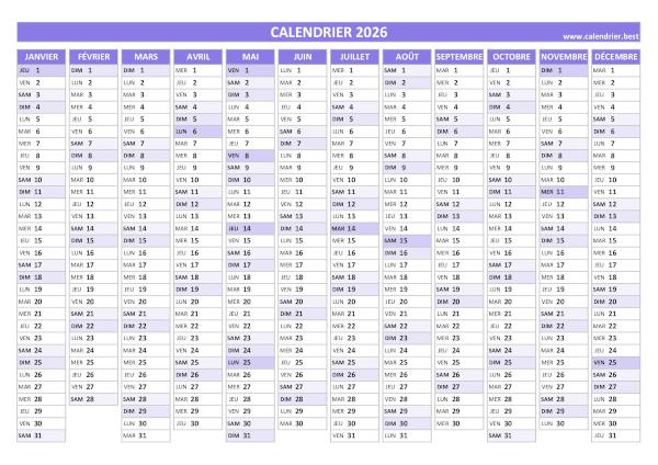 calendrier 2026 vierge