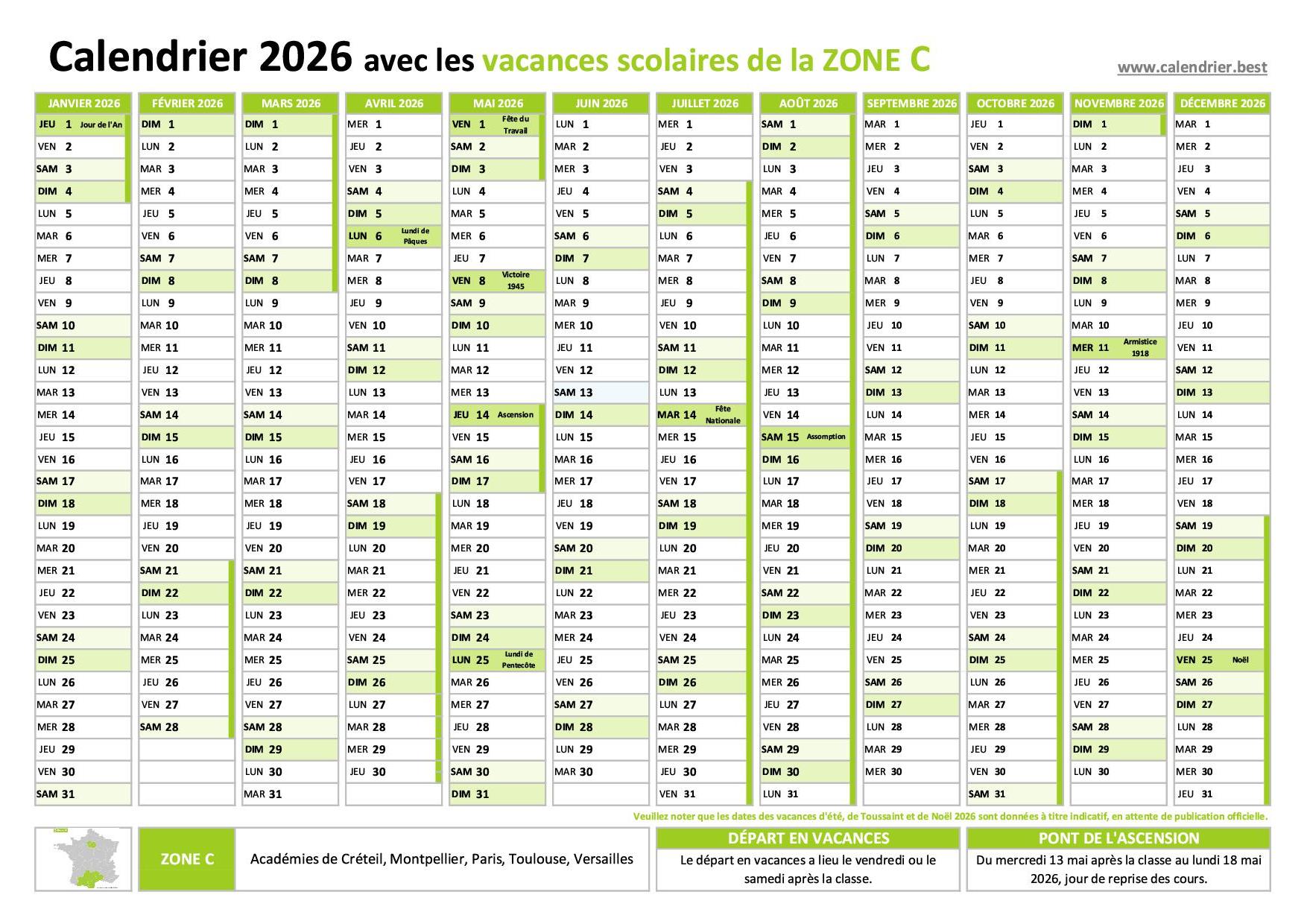 Calendrier 2026 Imprimer Vacances Scolaires Jours F ri s Et Calendrier 2026 Imprimer Vacances Scolaires Jours F ri s Et