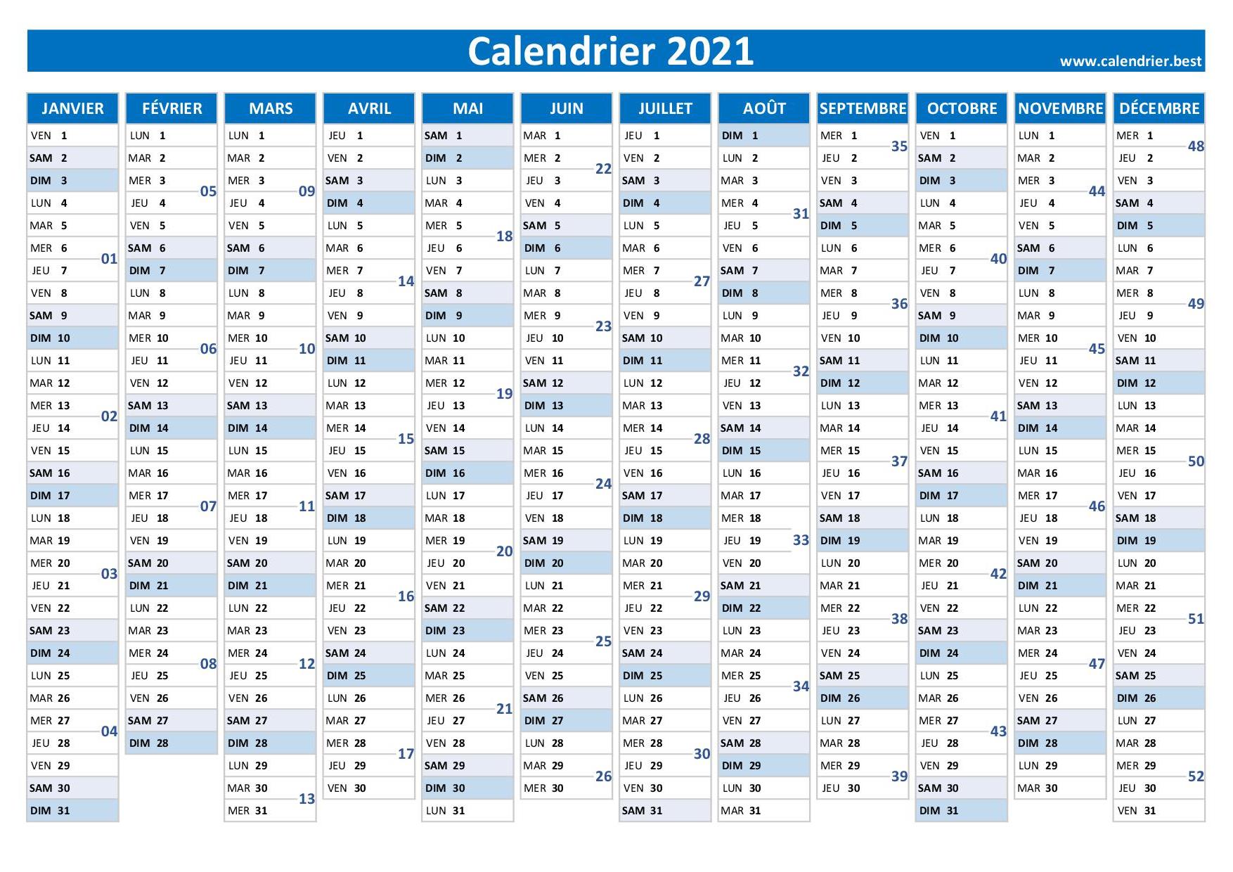 Numéro De Semaine 2021 Liste Dates Et Calendrier 2021 Avec Semaine à