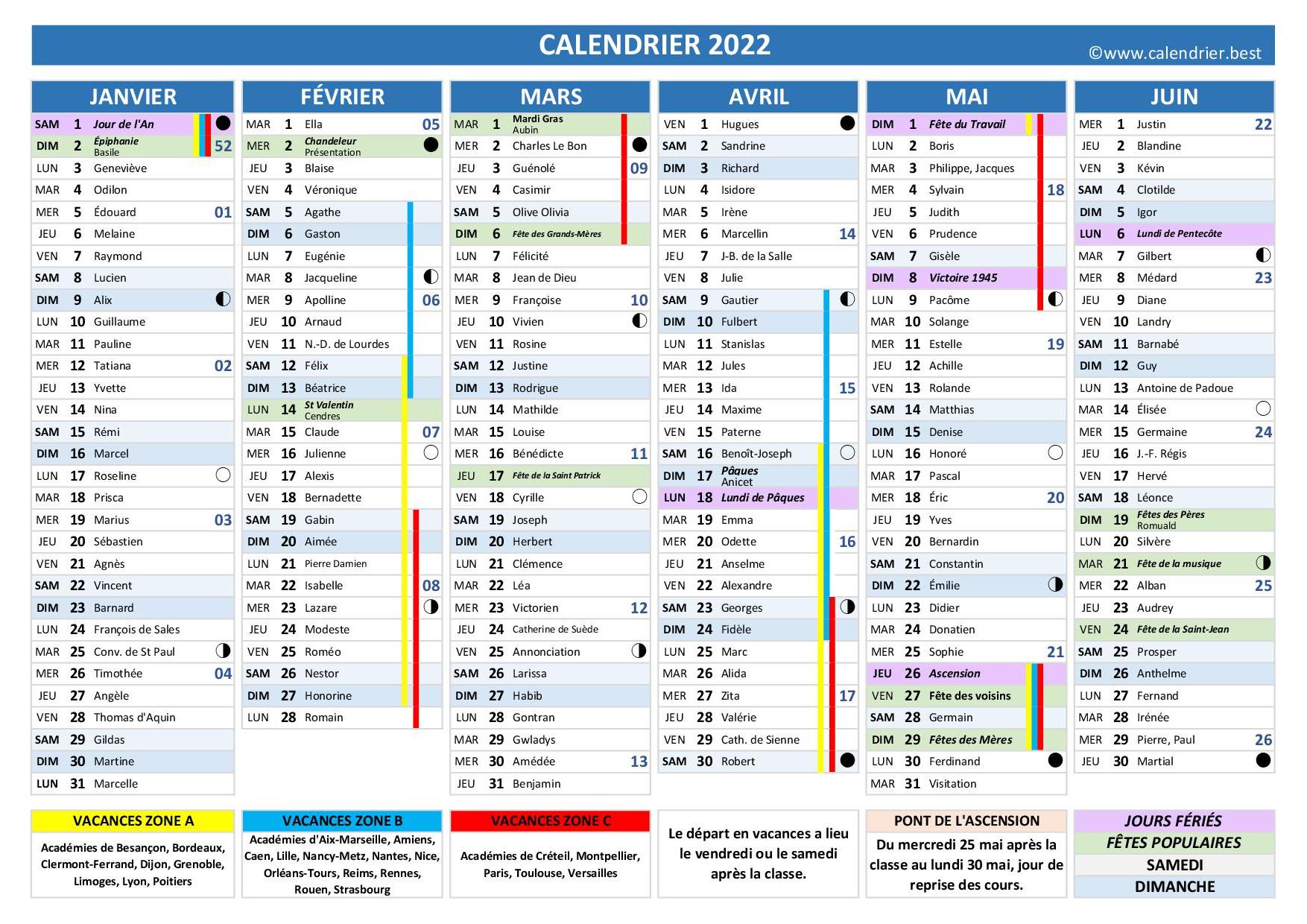 Calendrier 2022