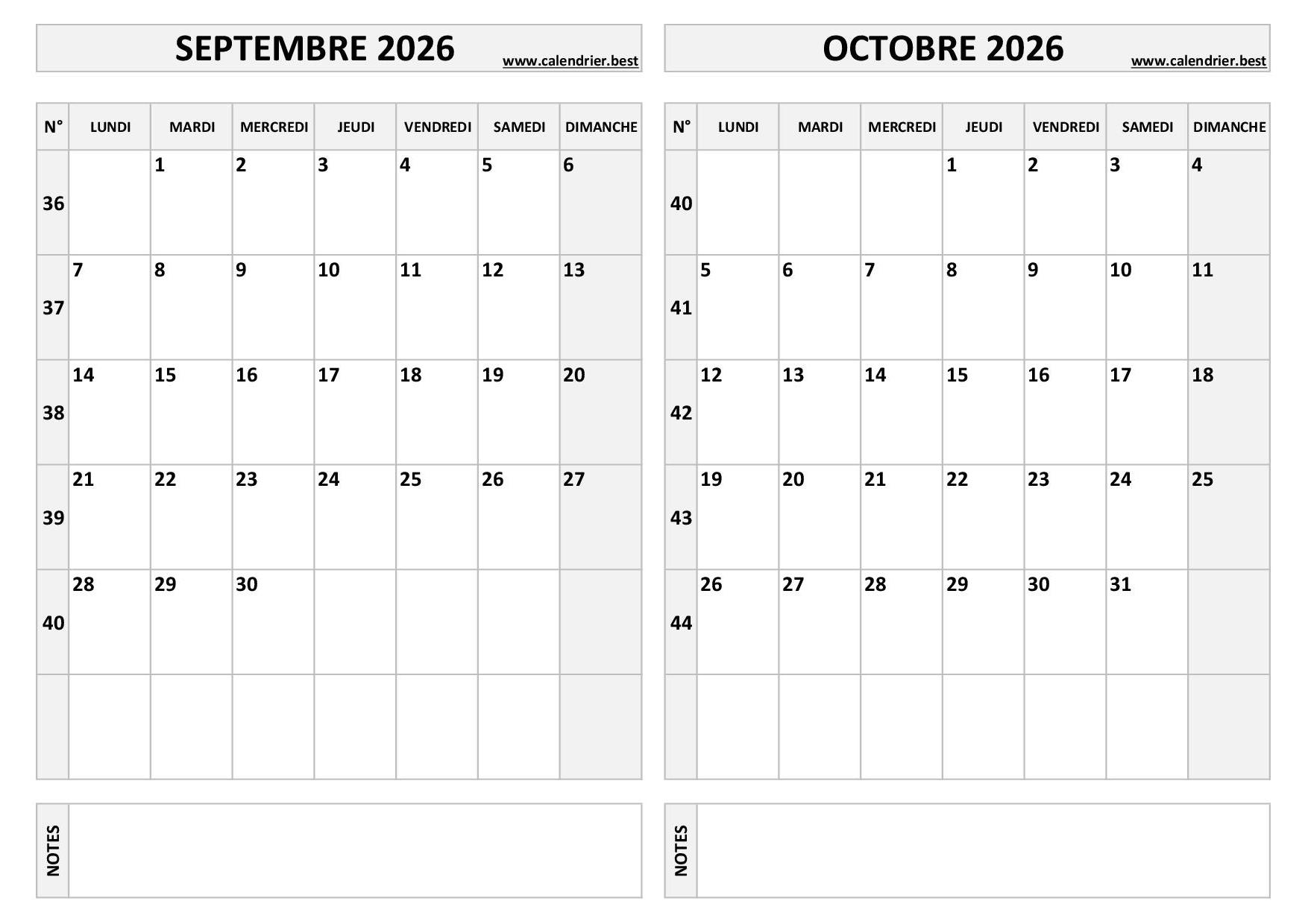 Calendrier 2026 Bimestriel Imprimer