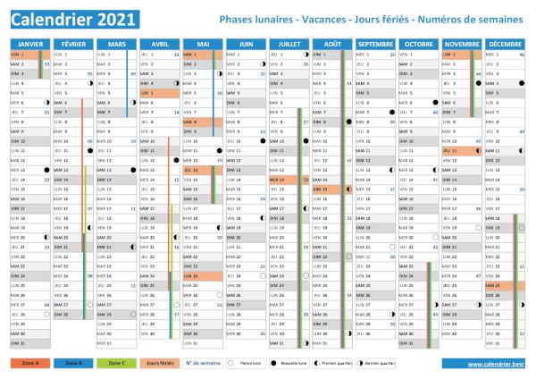 Calendrier lunaire 2021.