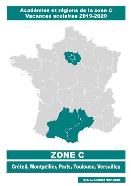 Carte des académies de la zone scolaire C.