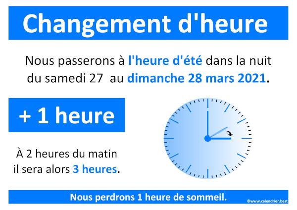 Changement d'heure 2021 : passage à l'heure d'été