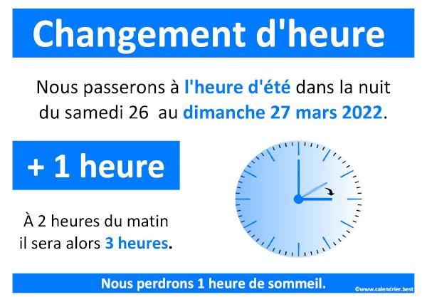 Changement d'heure 2022 : passage à l'heure d'été