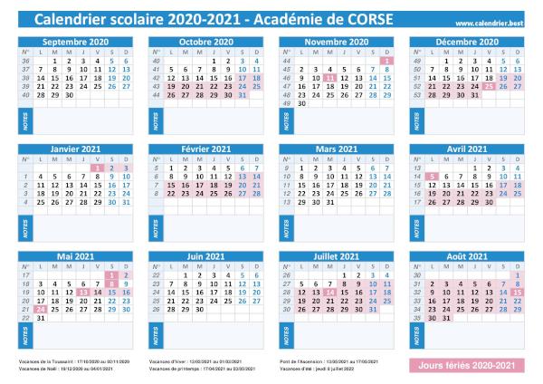 Académie de Corse : dates officielles des vacances scolaires 2021-2022
