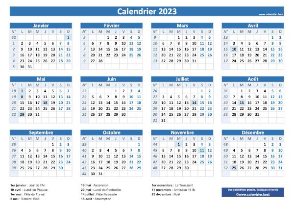 Calendrier 2023