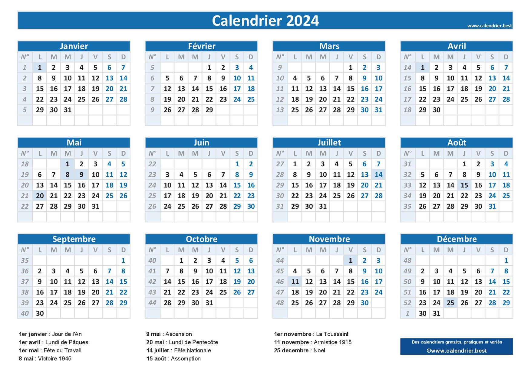 Jours fériés 2024 en France : dates et calendriers