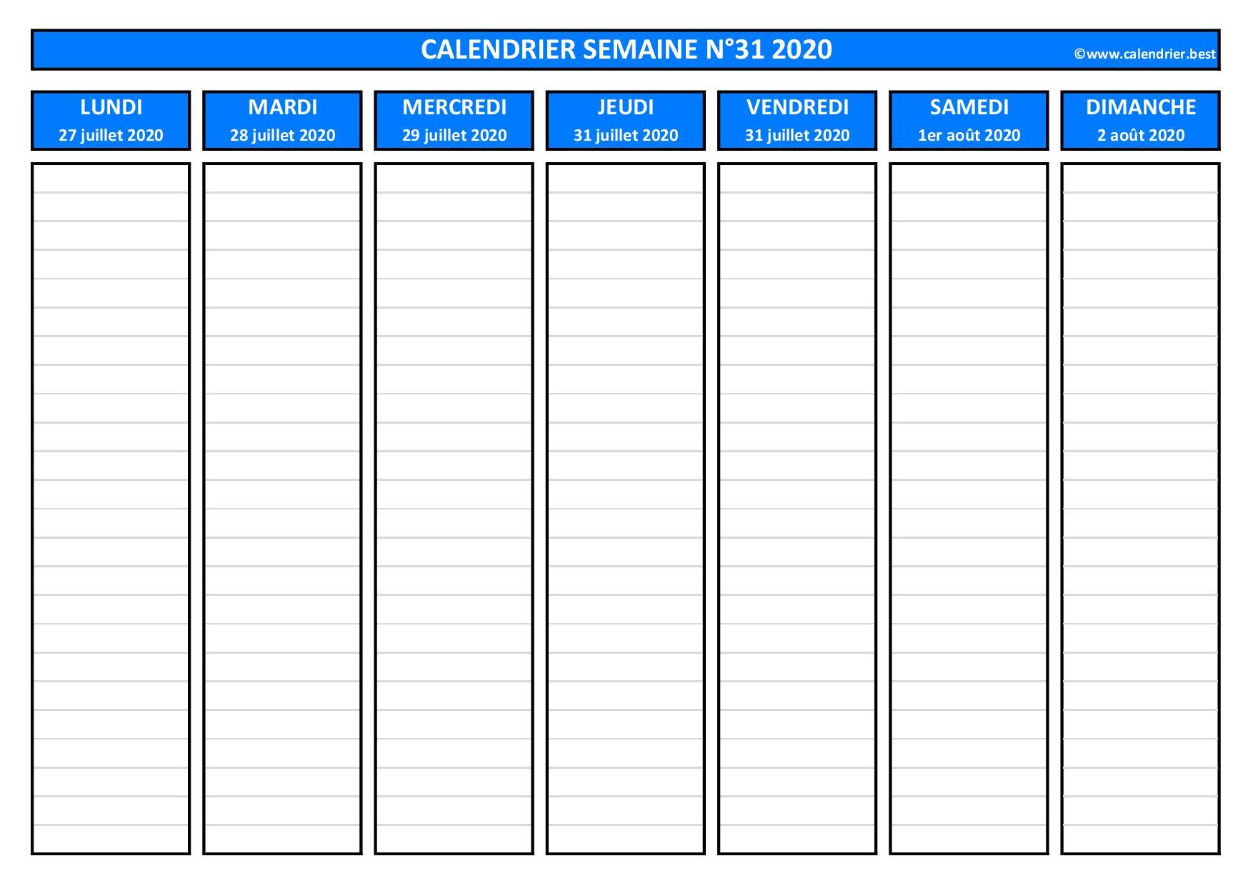 Semaine 31 2020 date