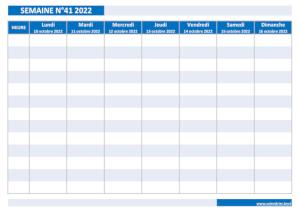 Calendrier hebdomadaire à imprimer : semaine 41 2022.