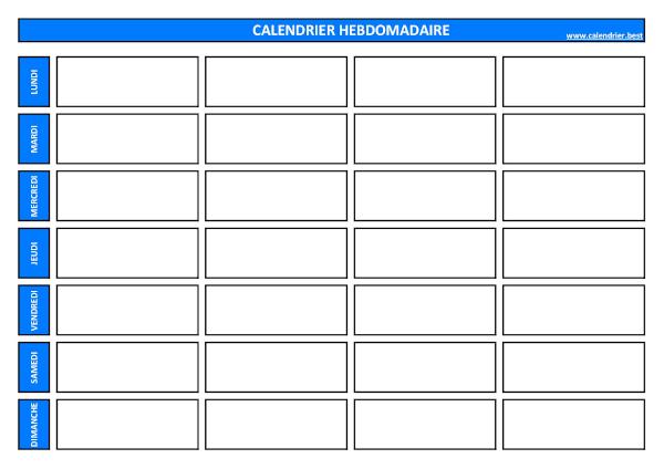 Planning journalier à imprimer avec plage horaire