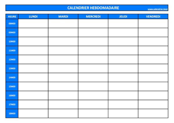 Semainier avec horaire à imprimer