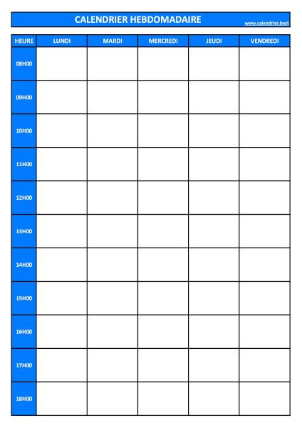 Semainier avec horaire à imprimer