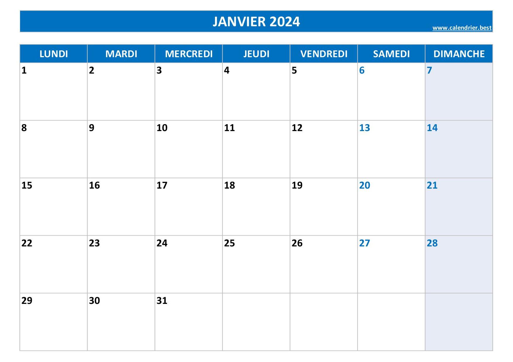 Calendrier 2024, grand calendrier 2024, calendrier mural imprimable 2024,  planificateur 2024, grand calendrier numérique, calendrier minimaliste  d'une page PDF -  France