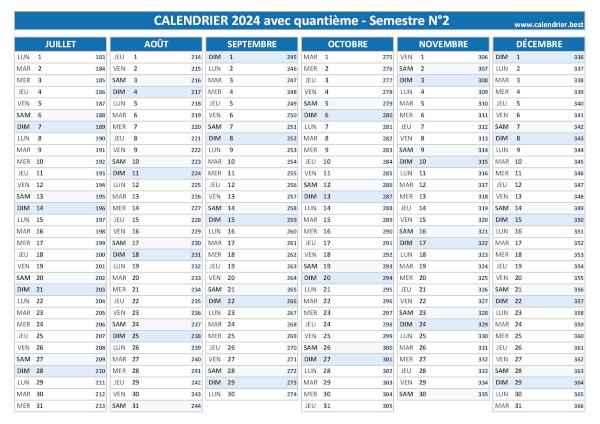 Calendrier 2024 avec quantième.