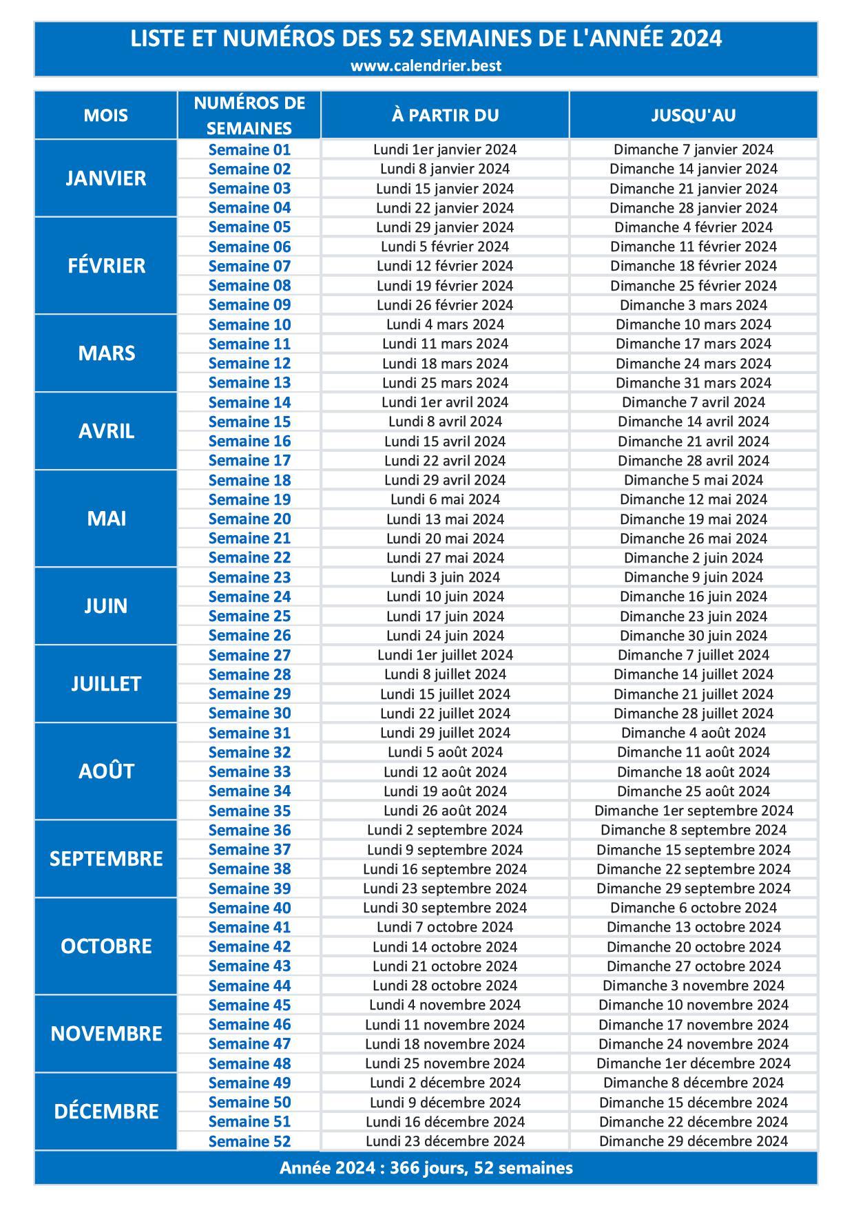 Agenda 2024 Semainier: Planificateur mensuel et hebdomadaire, 1 semaine sur  2 pages, de Janvier à Décembre 2024 de 366 Jours et 12 Mois, A4 (French