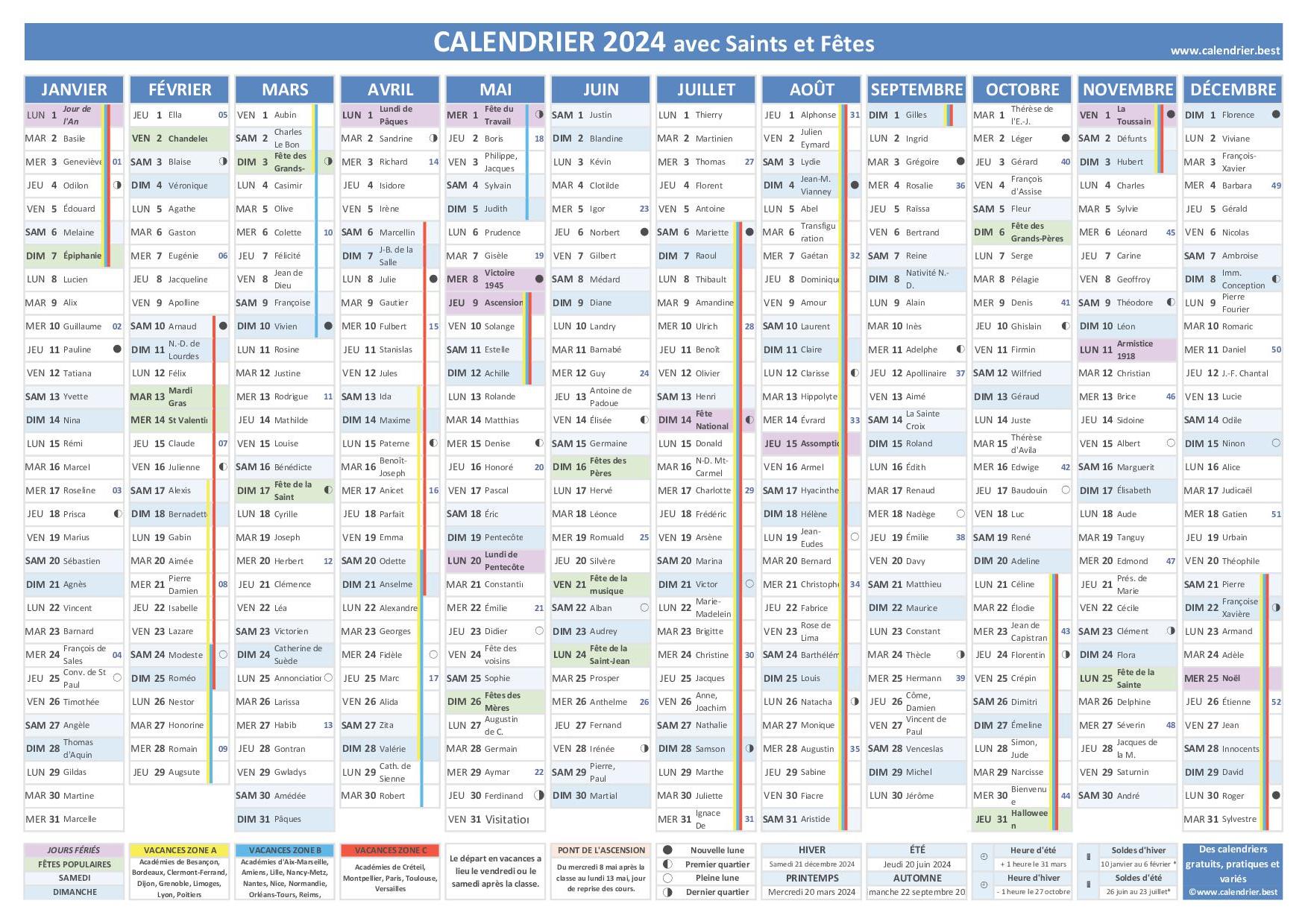 Calendrier annuel - FichesPédagogiques.com