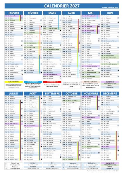 Calendrier des saints 2027 au format portrait à télécharger et imprimer