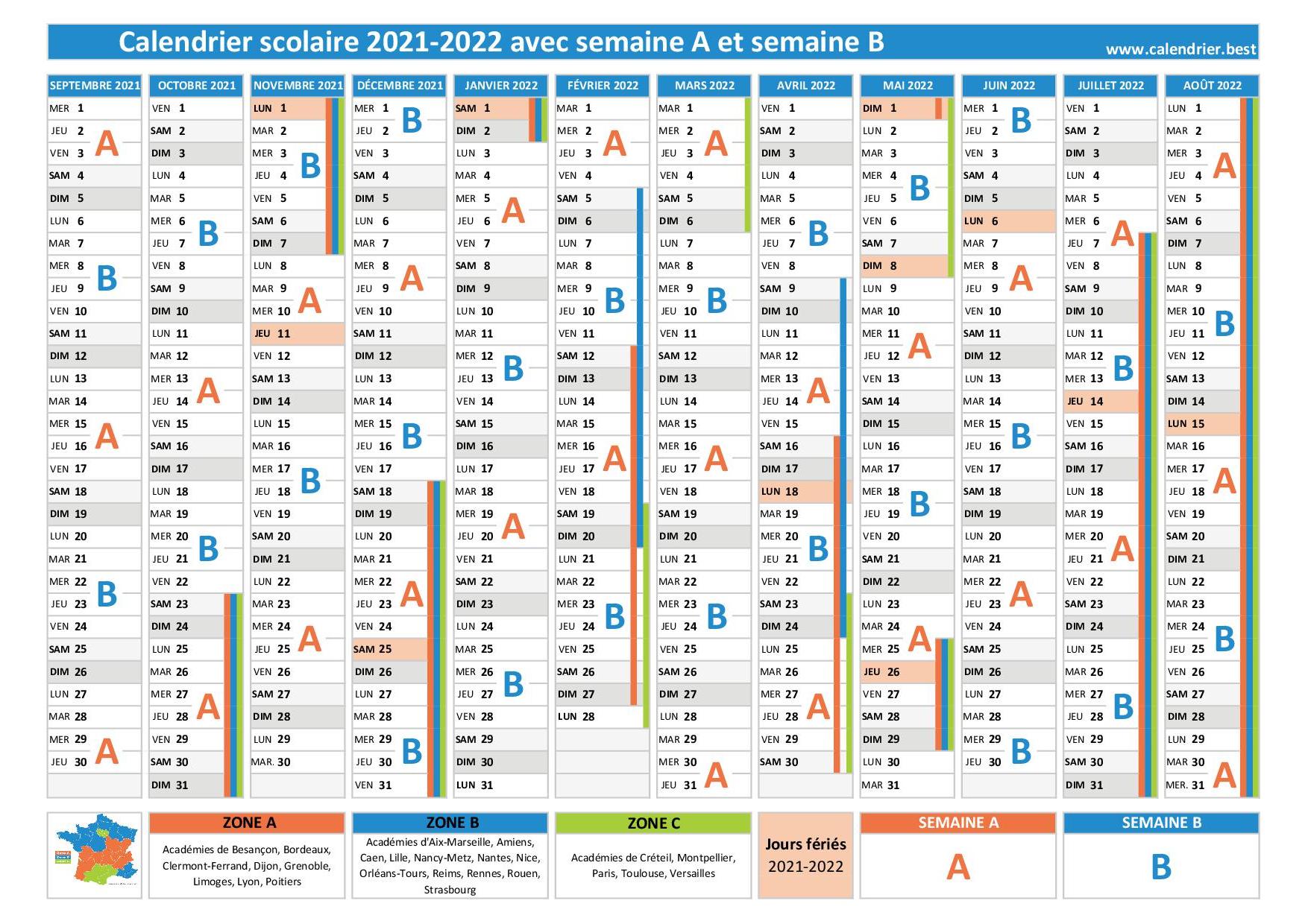 Semaine A Ou B Calendrier Scolaire 2022 2023