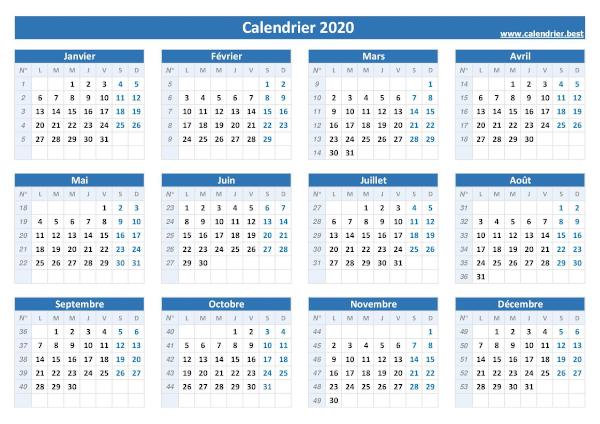 Calendrier semaine paire impaire 2020.