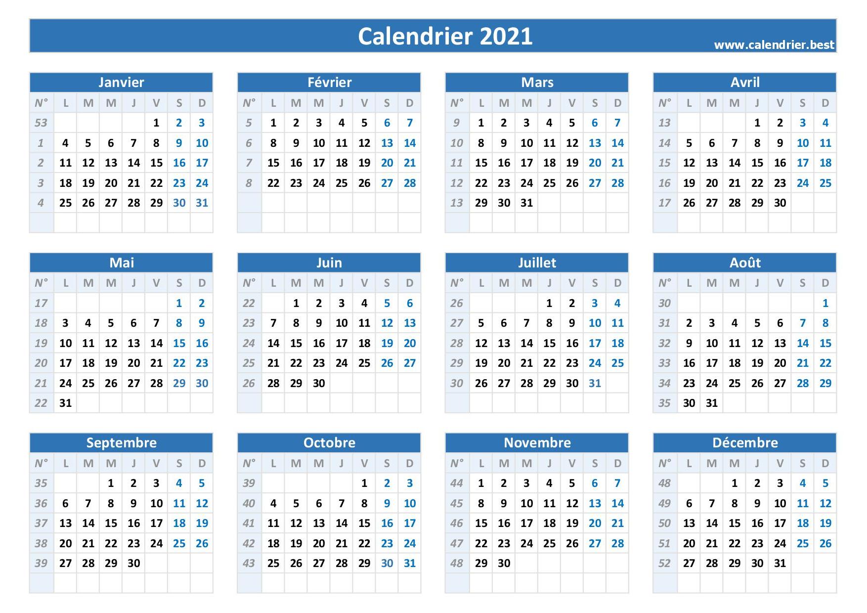 Numero De Semaine 2021 Liste Dates Et Calendrier 2021 Avec Semaine A Imprimer