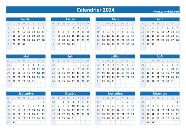 Liste Des Semaines 2024 Num ro De Semaine KMFP