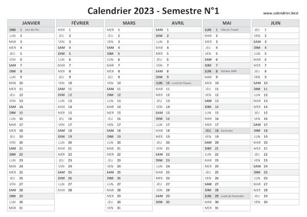 Calendrier 2023 à imprimer PDF et Excel