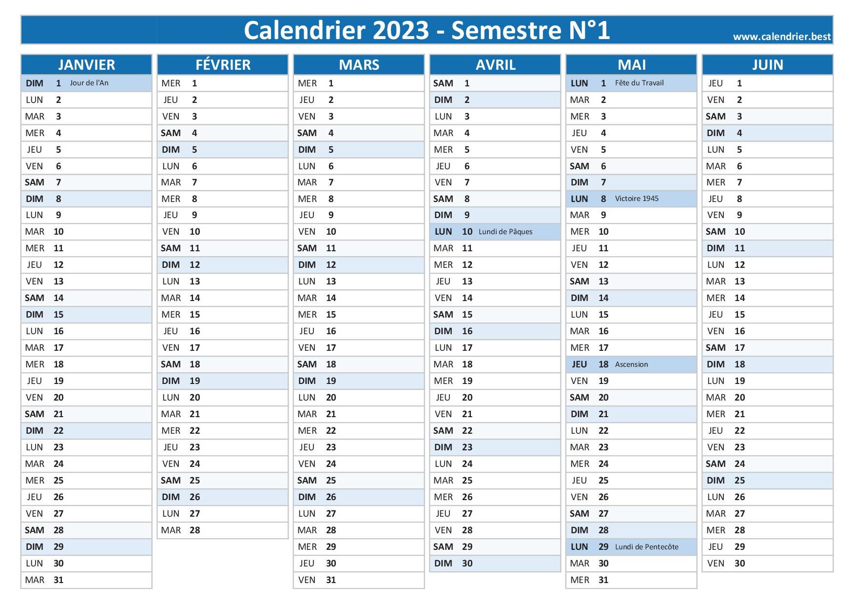 Calendrier 2023 à Imprimer