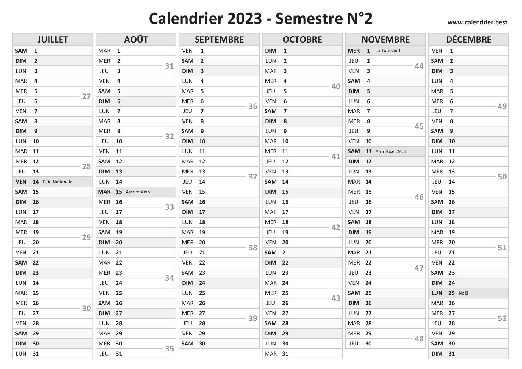 Calendrier 2023 à imprimer gratuit