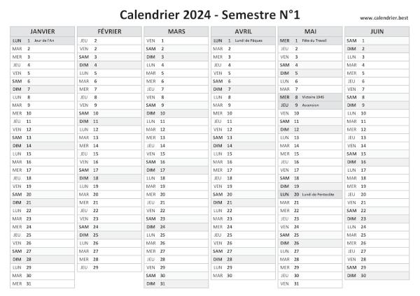 Calendrier 2024 à imprimer - Agenda 2024 gratuit - Planitica