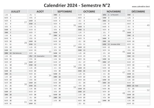 Calendrier 2024 à imprimer - Agenda 2024 gratuit - Planitica