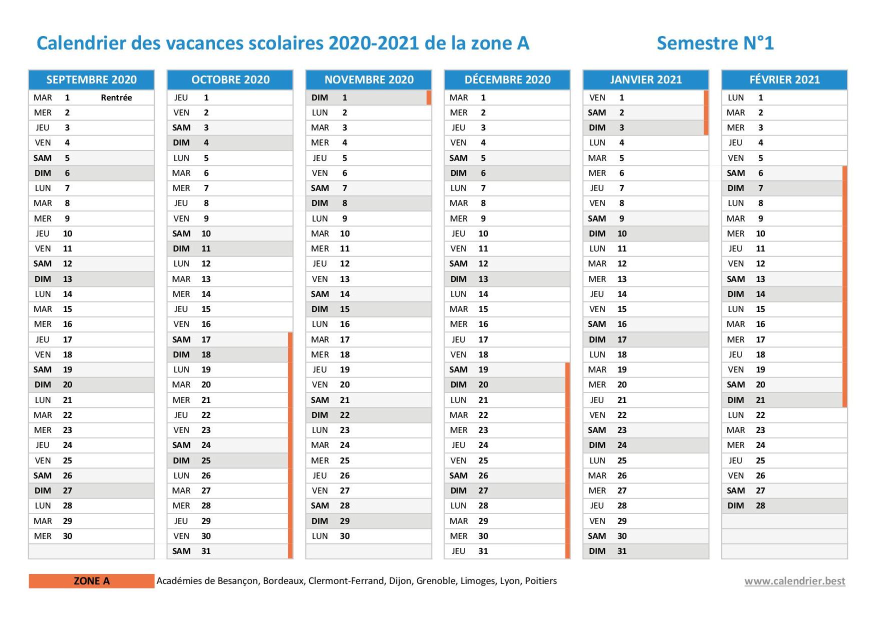 Calendrier scolaire 2020-2021 panneau cartonné multicouleurs