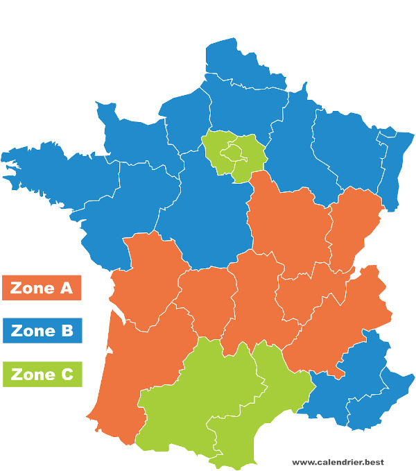 Zones vacances scolaires 2021-2022