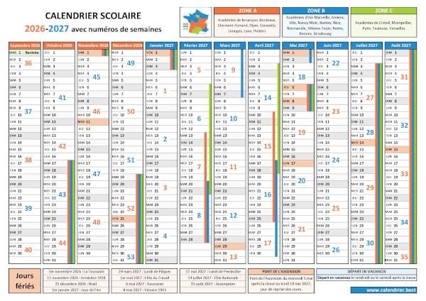 Calendrier Scolaire 2026 2027 Imprimer Et T l charger En PDF Calendrier Scolaire 2026 2027 Imprimer Et T l charger En PDF