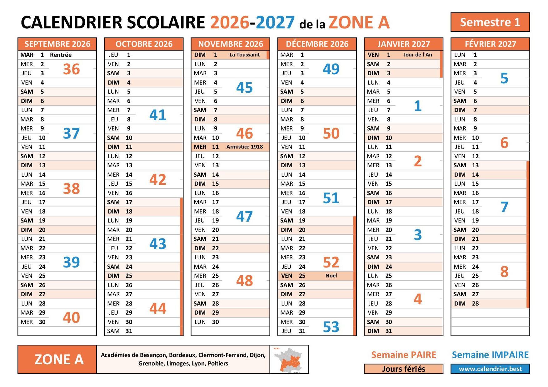 Calendrier Scolaire 2026 2027 Zone A Imprimer PDF Gratuit Calendrier Scolaire 2026 2027 Zone A Imprimer PDF Gratuit