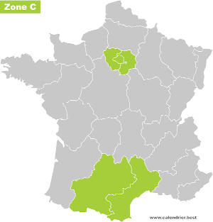 Zone scolaire A - Carte des académies - Année scolaire 2025-2026 