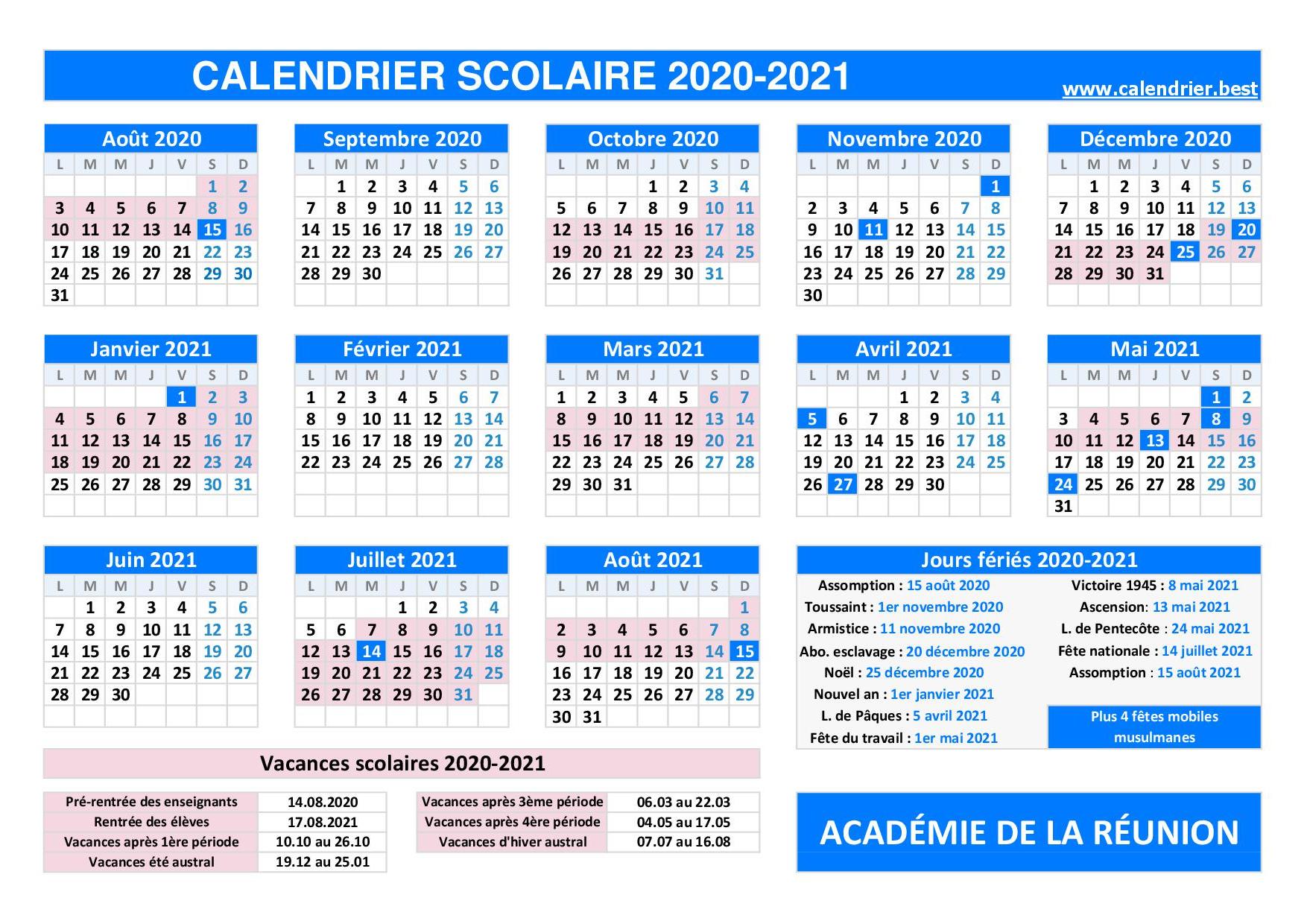 Vacances scolaires 20212022 académie de La Réunion